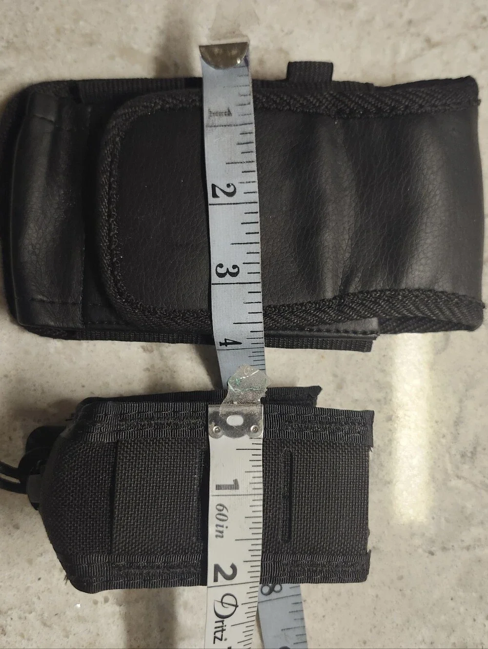 Black Vegan Leather Cell Phone Holster & Flashlight Holster w Belt Clip